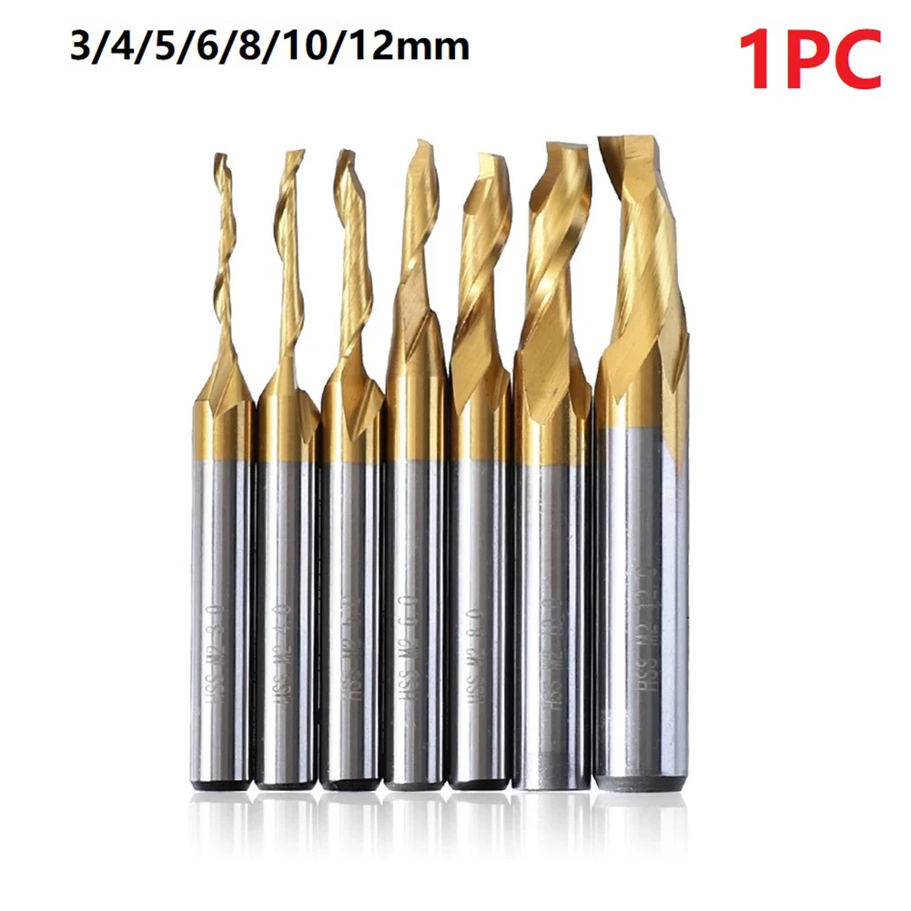 1pc HSS Titanium Coating End Mill CNC Single Flute Solid Milling Cutter