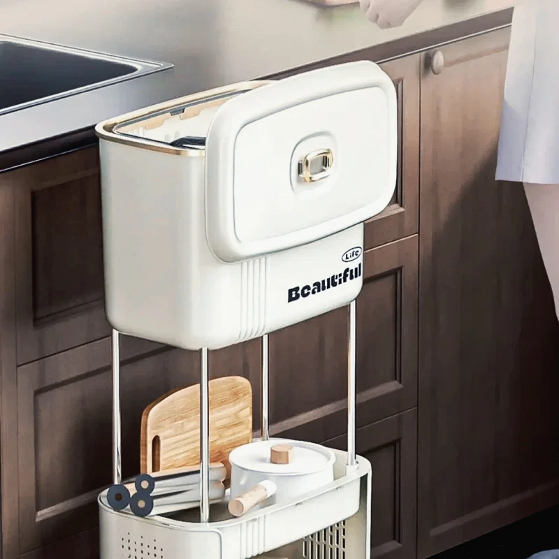 Odor-Resistant Double-Layer Kitchen Garbage Bin with Large Capacity