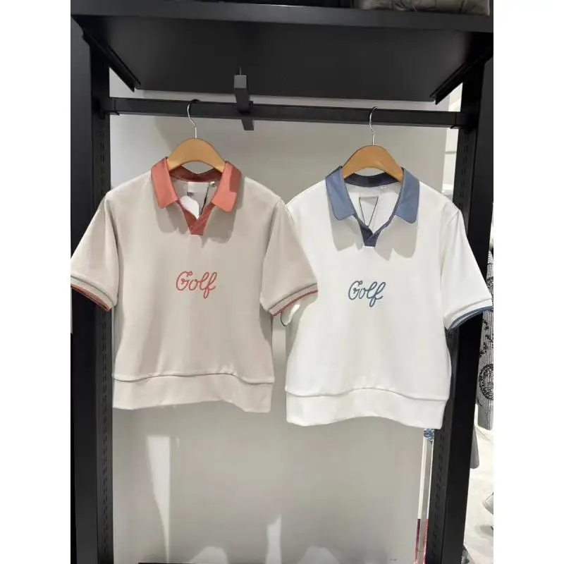 

Short Sleeve Golf Clothing For Women, Spring And Summer, Logo Color Collar New Fashion Golf Shirt 2024
