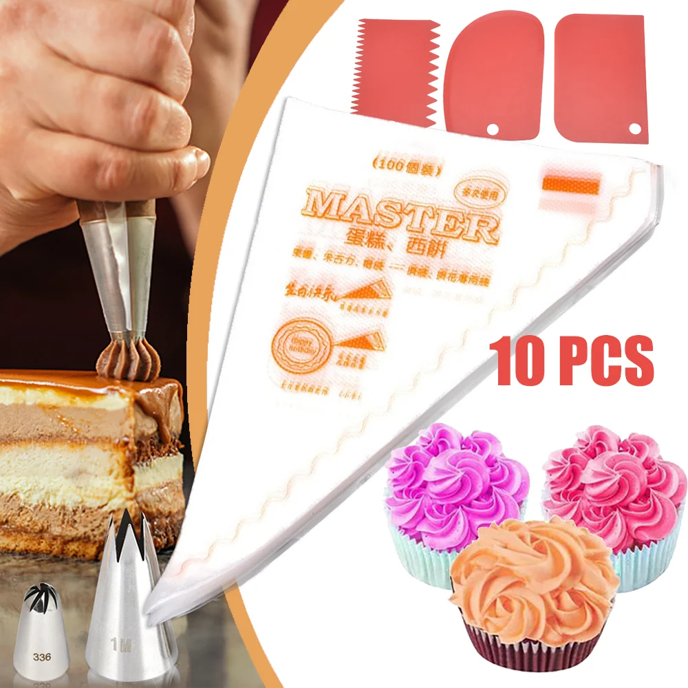 Baking Piping Set Kasmoire 8-Piece Piping Tips Set With 10 Pastry Bags ...