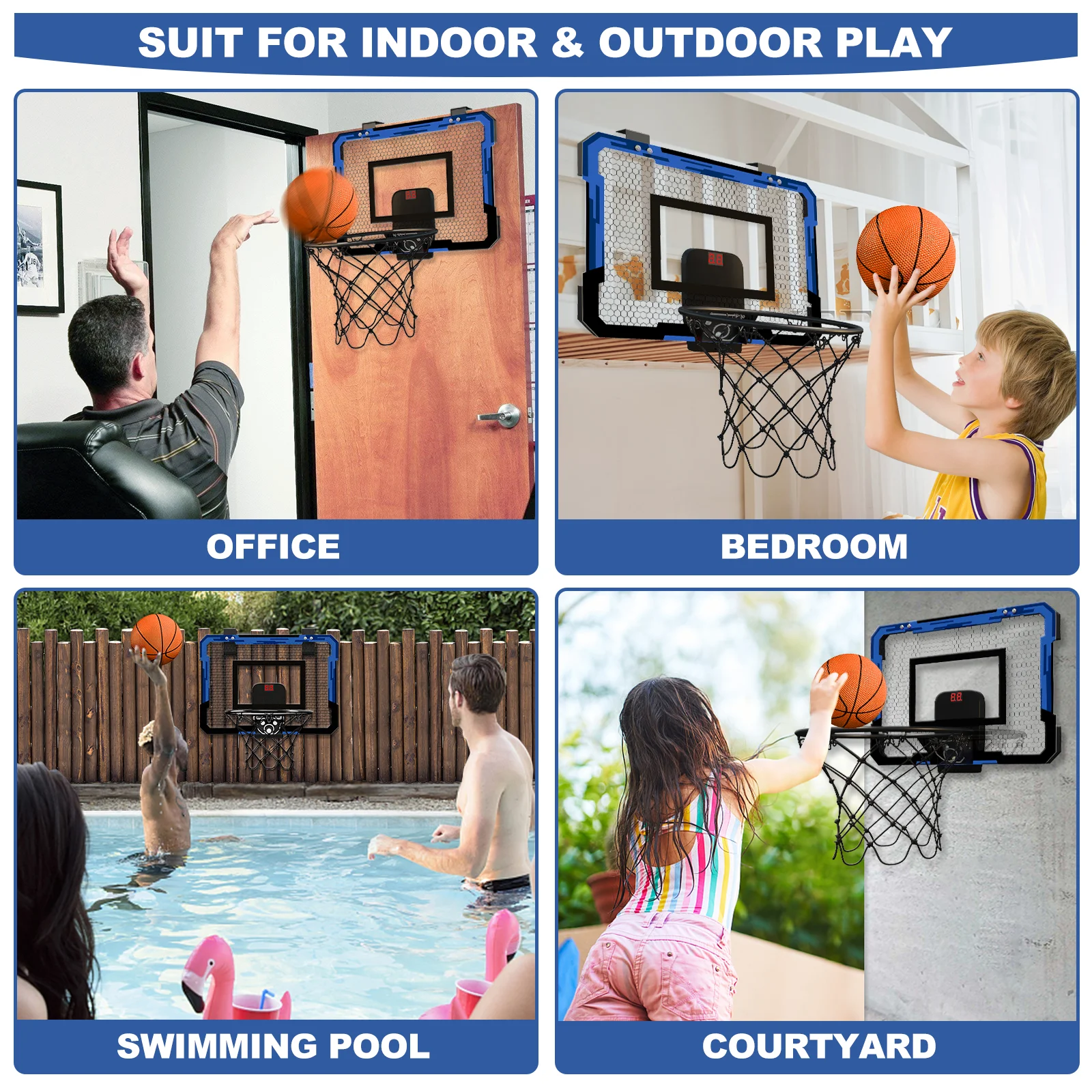 Mini Basketball Hoop Indoor with Scoreboard, Basketball Toy Gifts for Kids Boys Girls Teens, Suit for Bedroom/Office/Outdoor 6