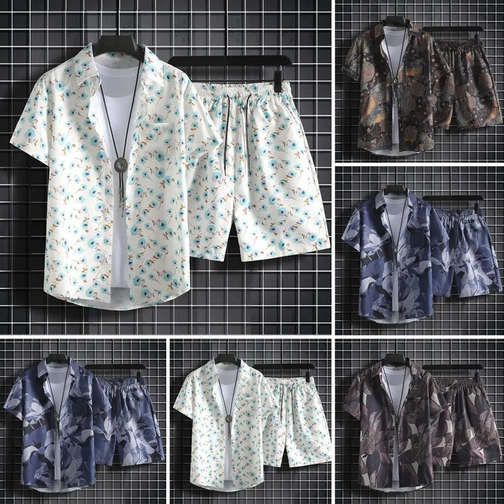 

Beach Clothes For Men 2 Piece Set Quick Dry Hawaiian Shirt and Shorts Set Men Fashion Clothing Printing Casual Outfits Summer