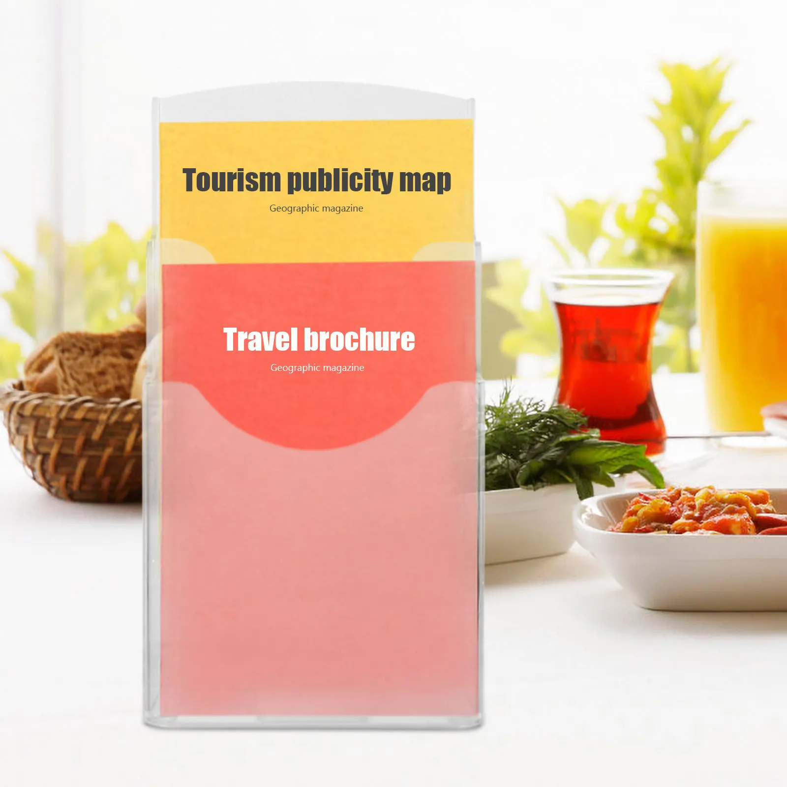 투명 파일 랙 경사형 데스크탑 정리함 (사무실, 기숙사, 서재용) 문서 보관, 브로셔 홀더, 전단지 디스플레이