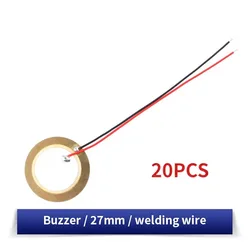 Premium Piezoelectric Ceramic Wafer Plates with Wiring for Buzzers and Loudspeakers (10/20 Pack) (20pcs 27mm)