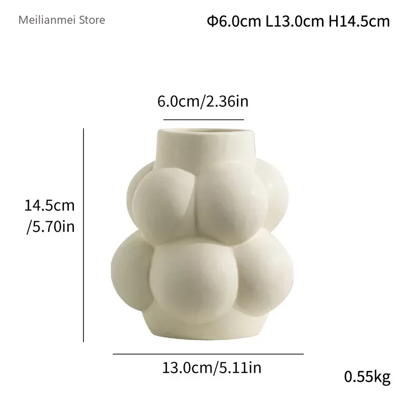 Minimally modern bubble ball ceramic vase, irregular flower arrangement device, high-end interior decoration ornament home decor 5