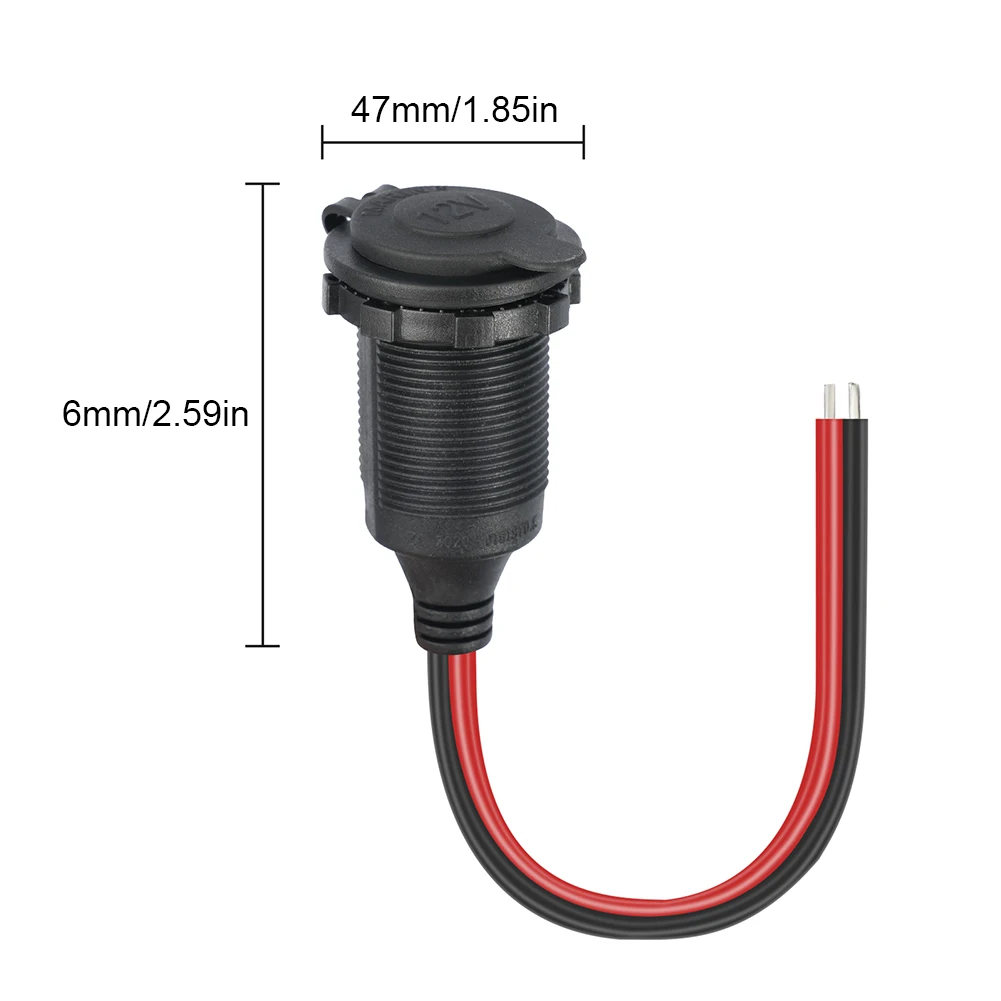 12V-24V Car Cigarette Lighter Female Socket Waterproof Auto Charger Plug Connector Adapter Universal Lighter Socket 6