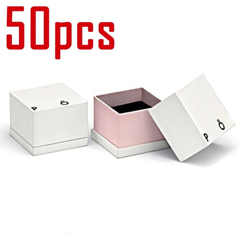 

50pcs Packaging New Paper Ring Boxes For Earrings Charms Female Jewelry Case for Valentine's Day Gift Wholesale Lots Bulk