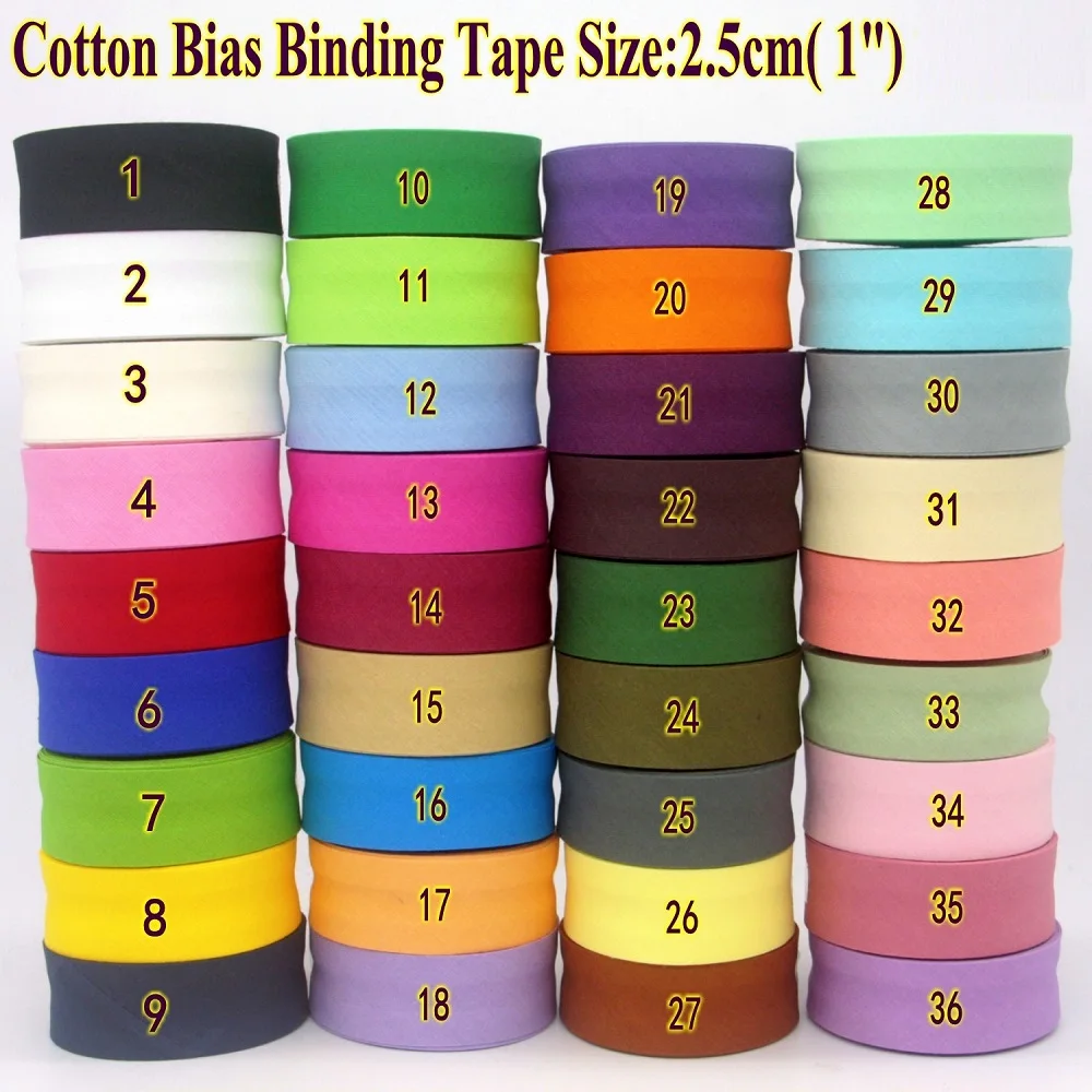 25mm Cotton Folded Bias Tape Ironed Bias Binding for Garment Table Cloth Quilt DIY craft sewing tape 5meters/lot multifunction sewing bias tape maker set diy patchwork quilting tool household machine binding sewing supplies accessories