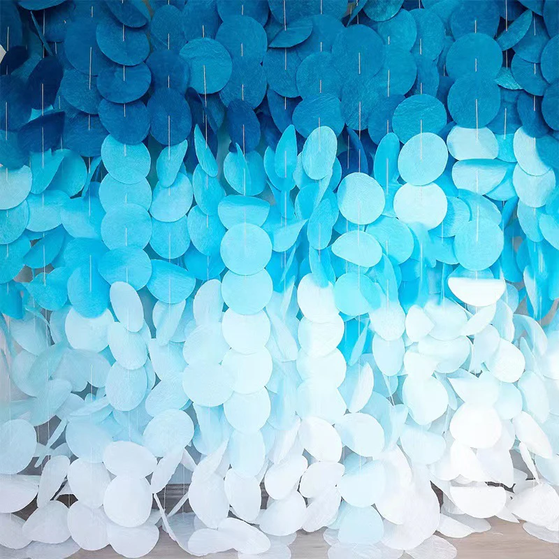 Blue White Birthday Party Streamers Decorations Circle Backdrop