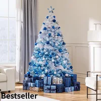 6ft Snow-Covered Pre-lit Christmas Tree with 250 Warm White Lights - Fully Decorated Flocked Xmas Tree 1