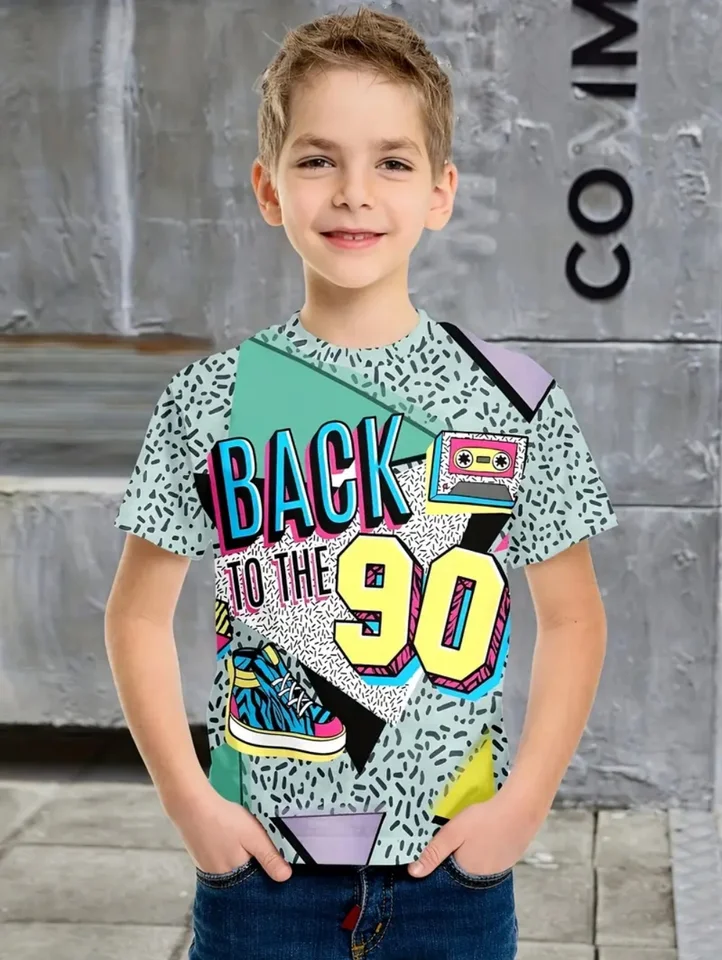 Children's Clothing T-Shirt Graffiti Street 3D Print Hip Hop Tops