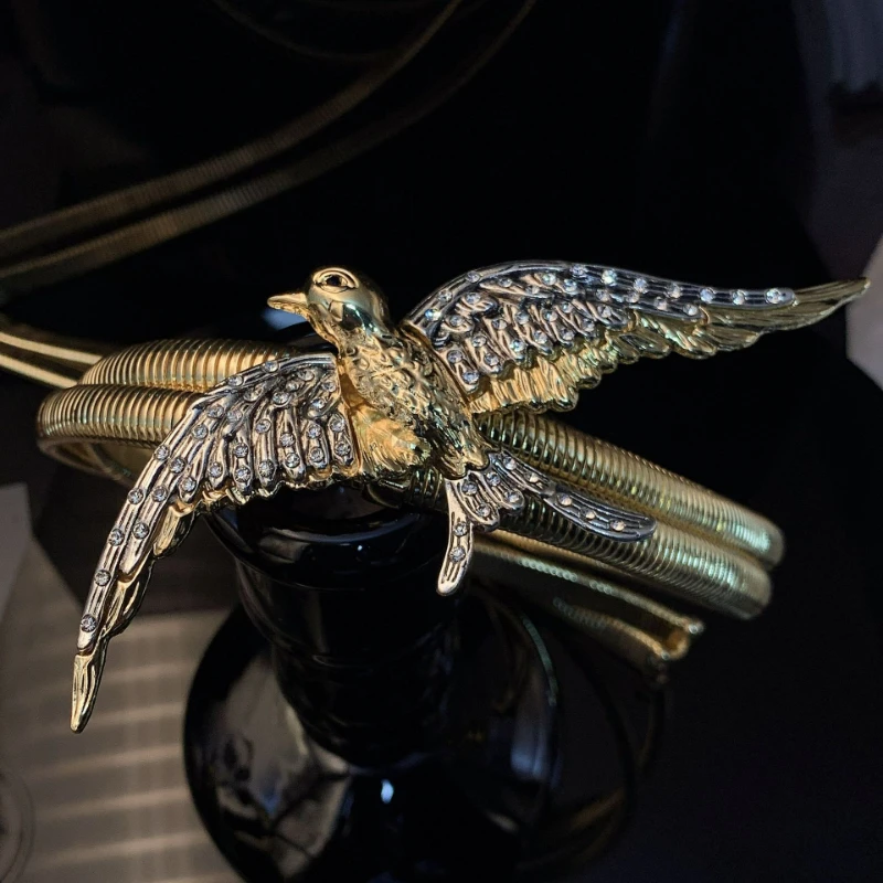 Luxury brand belt 2025 new metal elastic bird waist chain