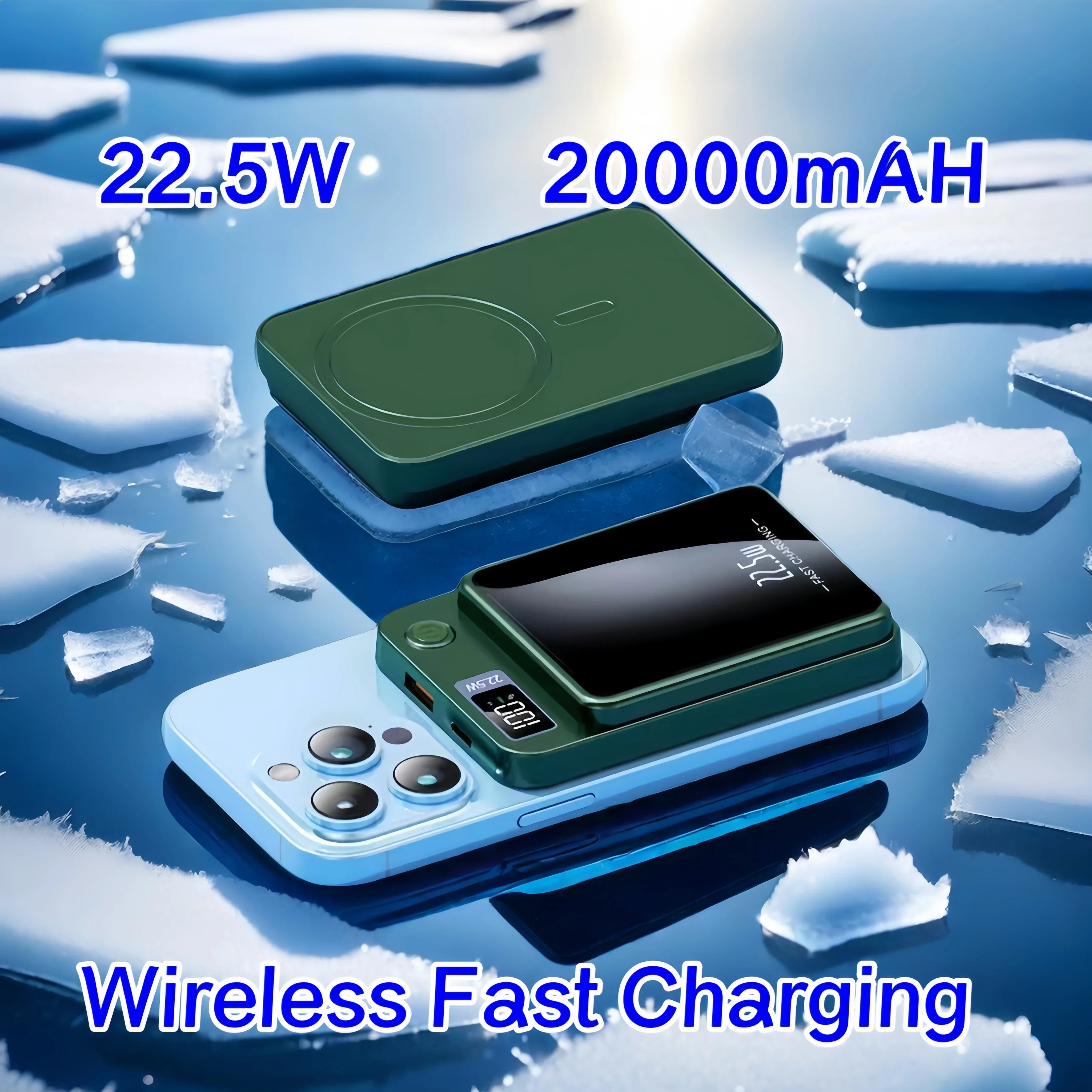 

Magnetic power bank wireless fast charging 20000mAh suitable for Apple and Huawei ultra-thin, compact and portable