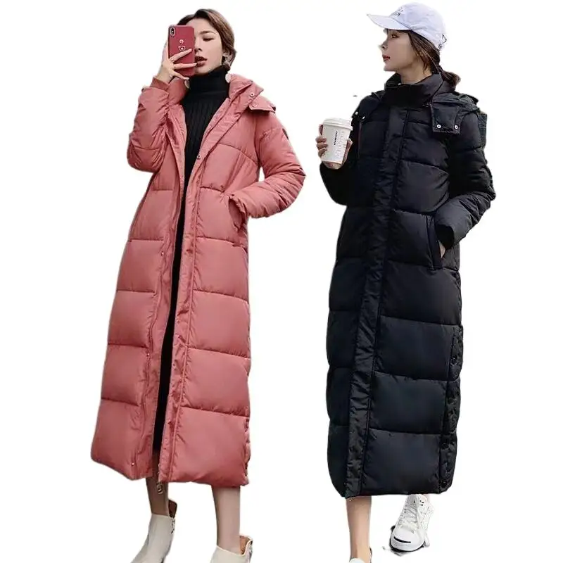 

Новинка зимние женские толстые длинные пальто с капюшоном высококачественные простые женские уличные теплые уютные куртки в Корейском стиле с карманами