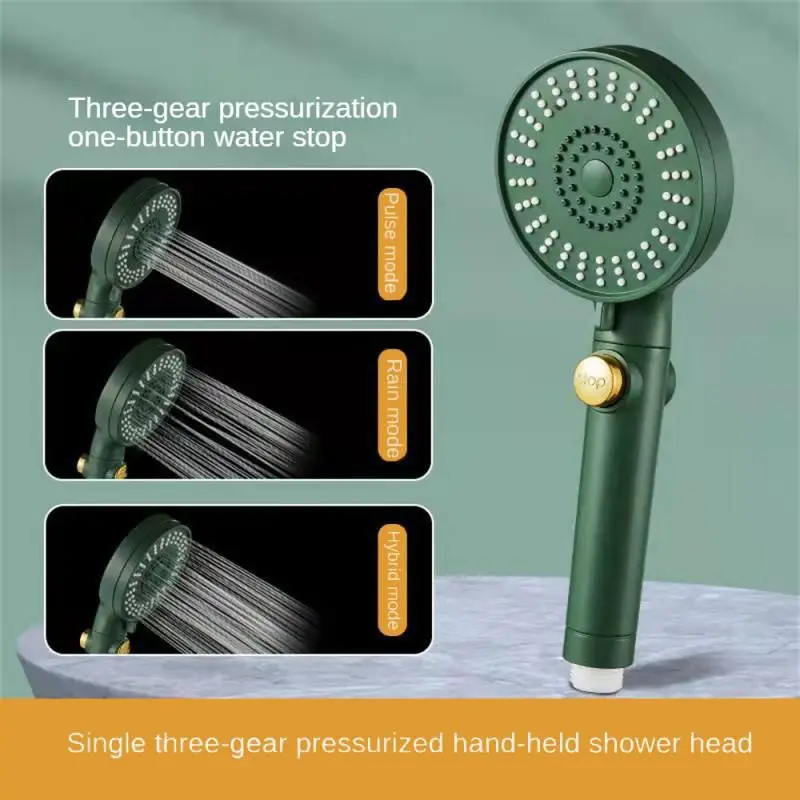 

Shower Head Water Saving 3 Mode Adjustable High Pressure Shower With Hose Universal Microphone Bracket Seat Bathroom Accessories