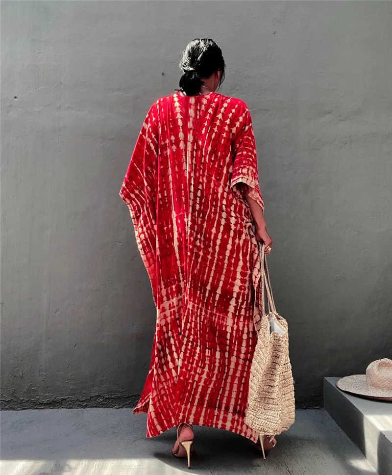 Fashion Casual Striped Print Long Dresses Women Bohemian V-neck Bat Sleeve Loose Slit Beach Dress Summer New Beachwear Vestidos 111 Fashion Casual Striped Print Long Dresses Women Bohemian V-neck Bat Sleeve Loose Slit Beach Dress Summer New Beachwear Vestidos