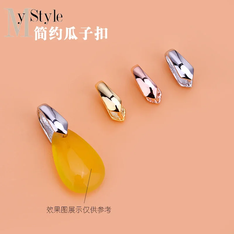 S925 silver clip buckle safety buckle pendant emerald honey wax amber head buckle DIY manual accessory fastener Necklace buckle