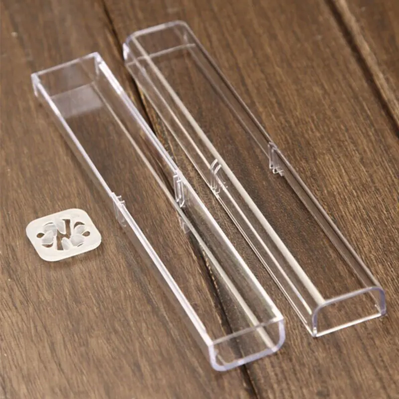 Pencil Cases 10Pcs Crystal Transparent Plastic Pen Pen Box Gift Box Metal Pencil Case