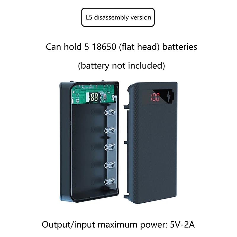 Detachable Soldering-free Battery Pack Can Hold 5x18650 Batteries Power Bank Case DIY Mobile Power Shell Kit
