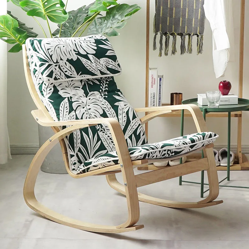 大人のロッキングチェアバルコニー簡単湾曲したウッドレジャーランチ