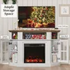 Fireplace Corner TV Stand, Entertainment Center with 18" Fireplace, TV Console Table with Glass Door Storage Cabinet (White) 3