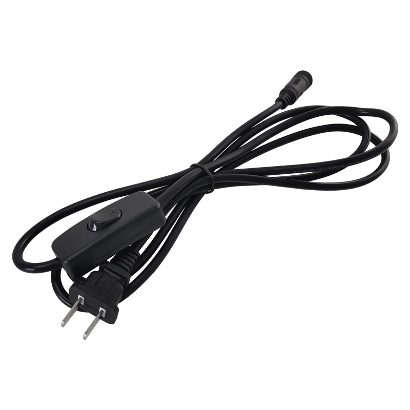 Black 3M US plug Power Cable with switch with 1 female connector Power Supply Wire Extension Cord