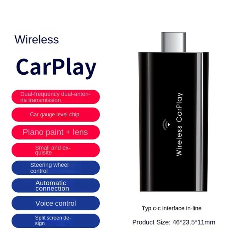 

Type C Wireless Carplay Adapter 5Ghz Wifi Fastest Smallest Slimmest Wireless Carplay Adapter For IOS Wired Carplay Cars Durable