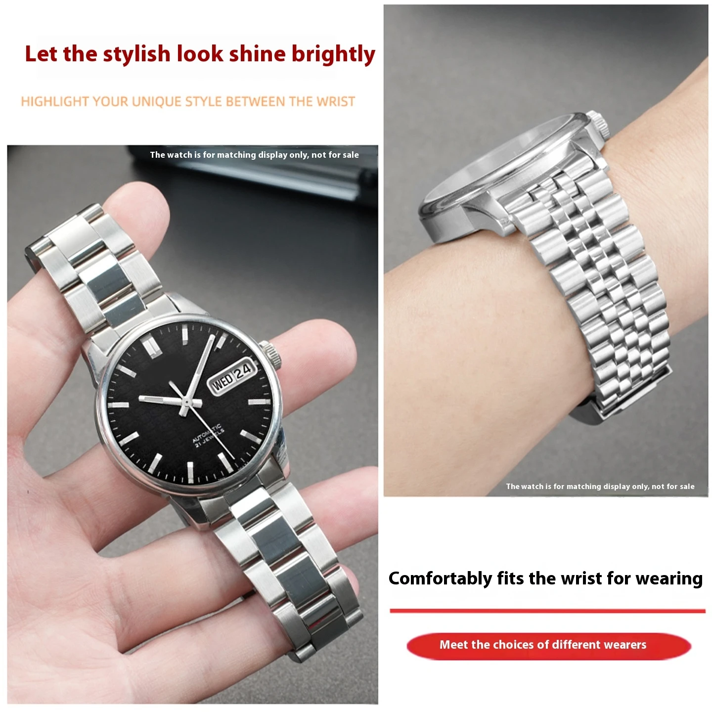 Stainless Steel Waterproof Watch Strap Bracelet in Various Sizes