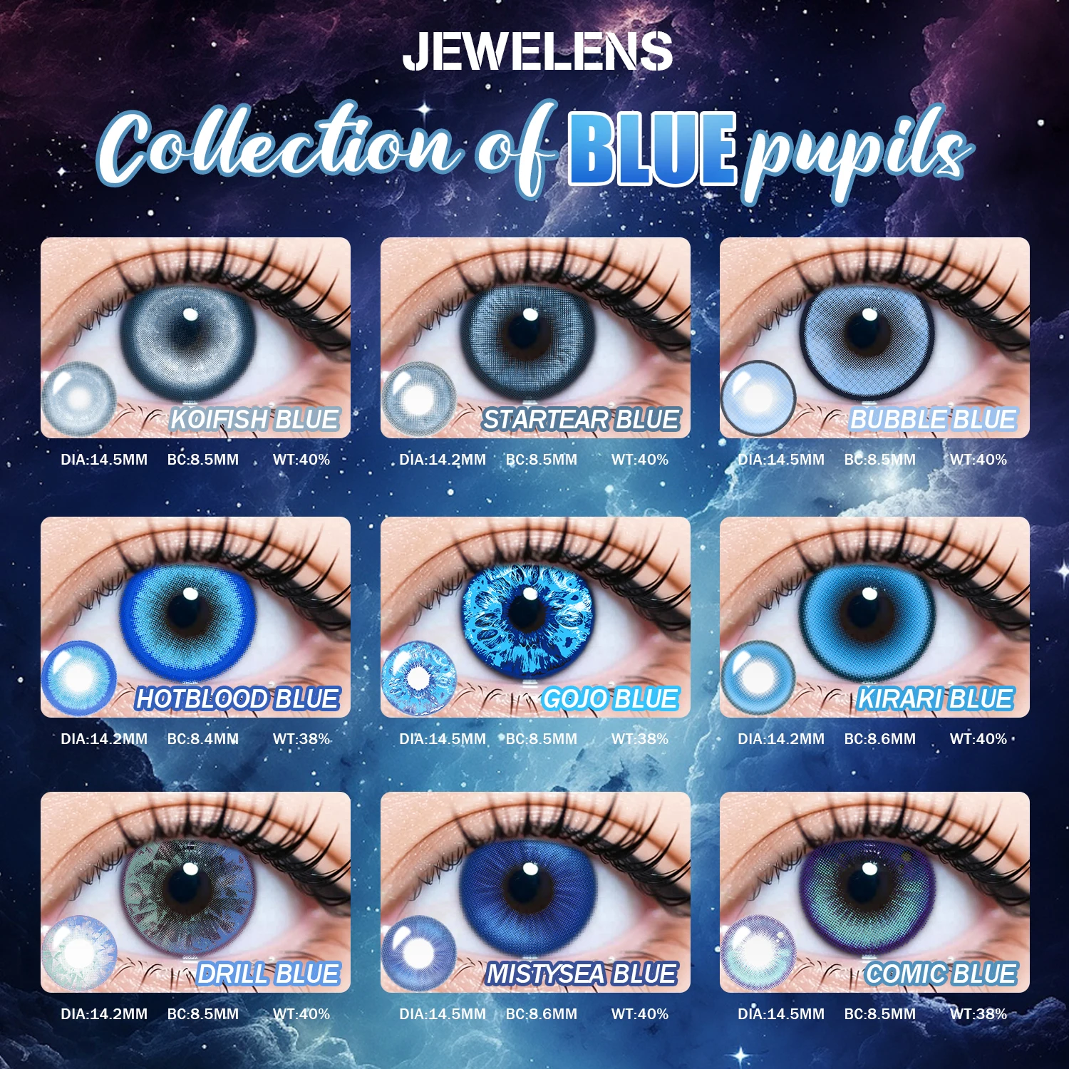 JeweLens Blue Color Cosplay Contact Lenses - Vibrant Big Eyes Effect, Premium Quality, Fast Shipping