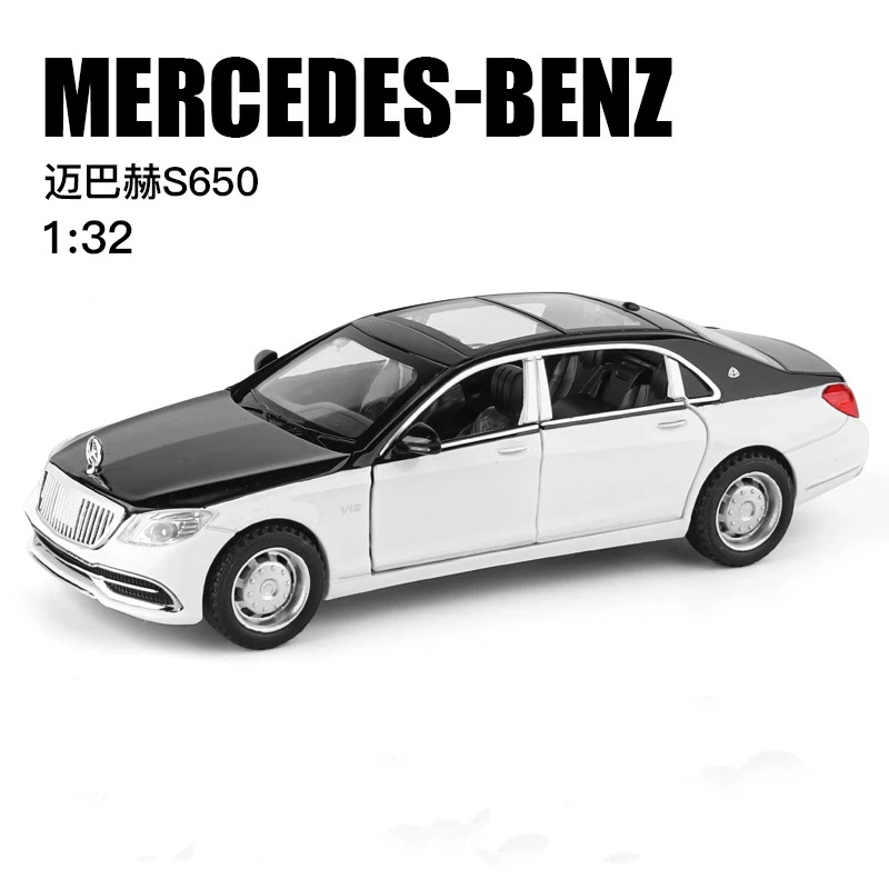 1:32 Scale Simulation Mercedes-Ben-Z Maybach S650 Alloy Car Model Sound Light Pull Back 6 Doors Open Toy Cars Children's Gift