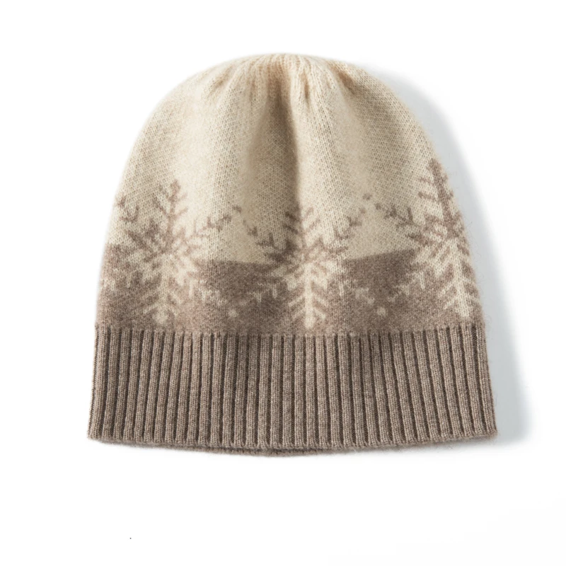 Merrilamb Winter reine Kaschmir mütze für Frauen Mode gestrickte Farbe Jacquard Schädel Mützen im Freien erwachsene Frau weiche warme Mütze – Detail 2