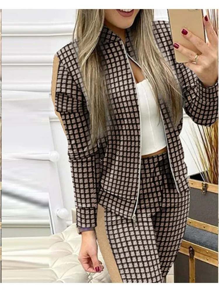 Set Woman 2 Pieces Trouser Suits Zipper Jacket Pants Tracksuit Women Patchwork Sportwear Casual Female Jogging Suit Plus Size XL men women tracksuit suit you are my king queen print funny couples hoodie and pants 2 pieces lovers casual sportwear clothes