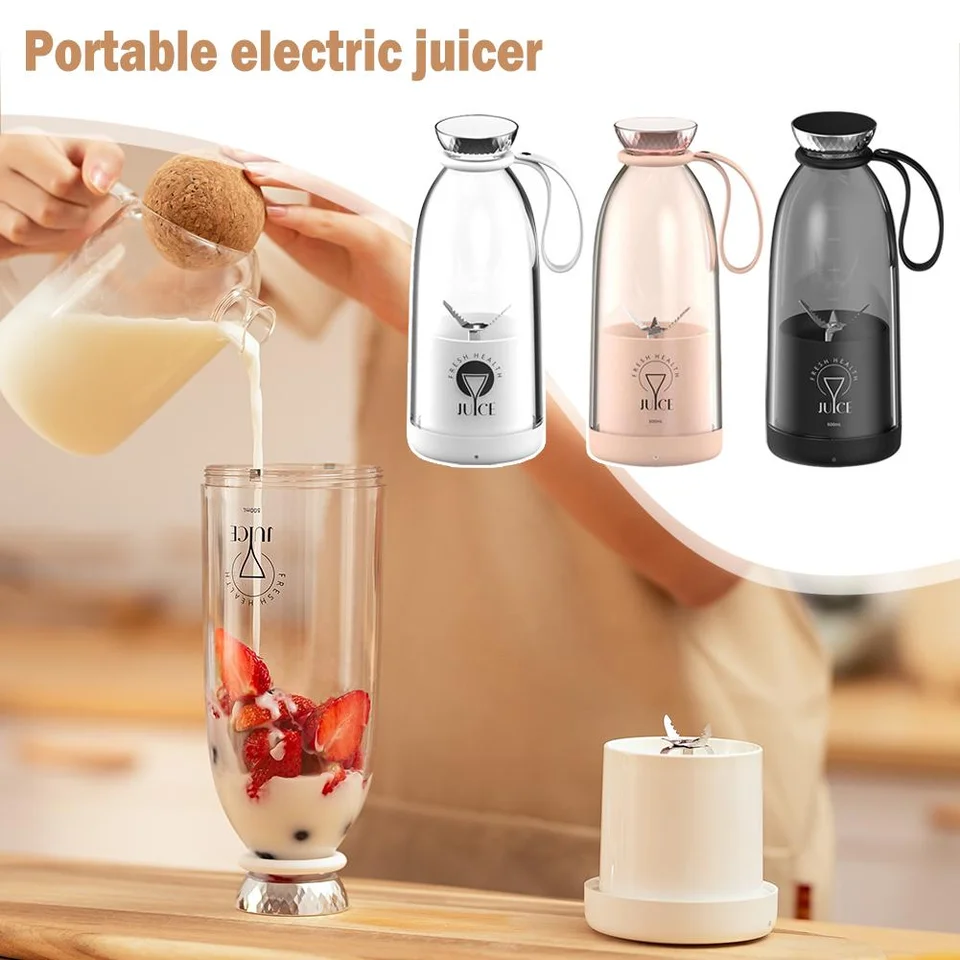 Fresh Juice Bottle Blender Plus 500ml Blender Wireless Fruit Mixers 6  Blades 2400mAh Food Milkshake Smoothie Ice Crush Cup - AliExpress