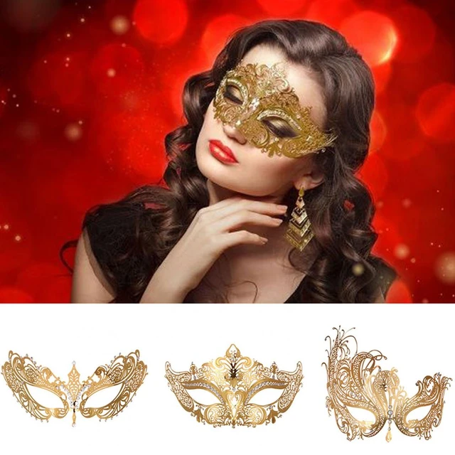 Halloween Mask Full Face Skull Masquerade Mask Venetian Purple Gold