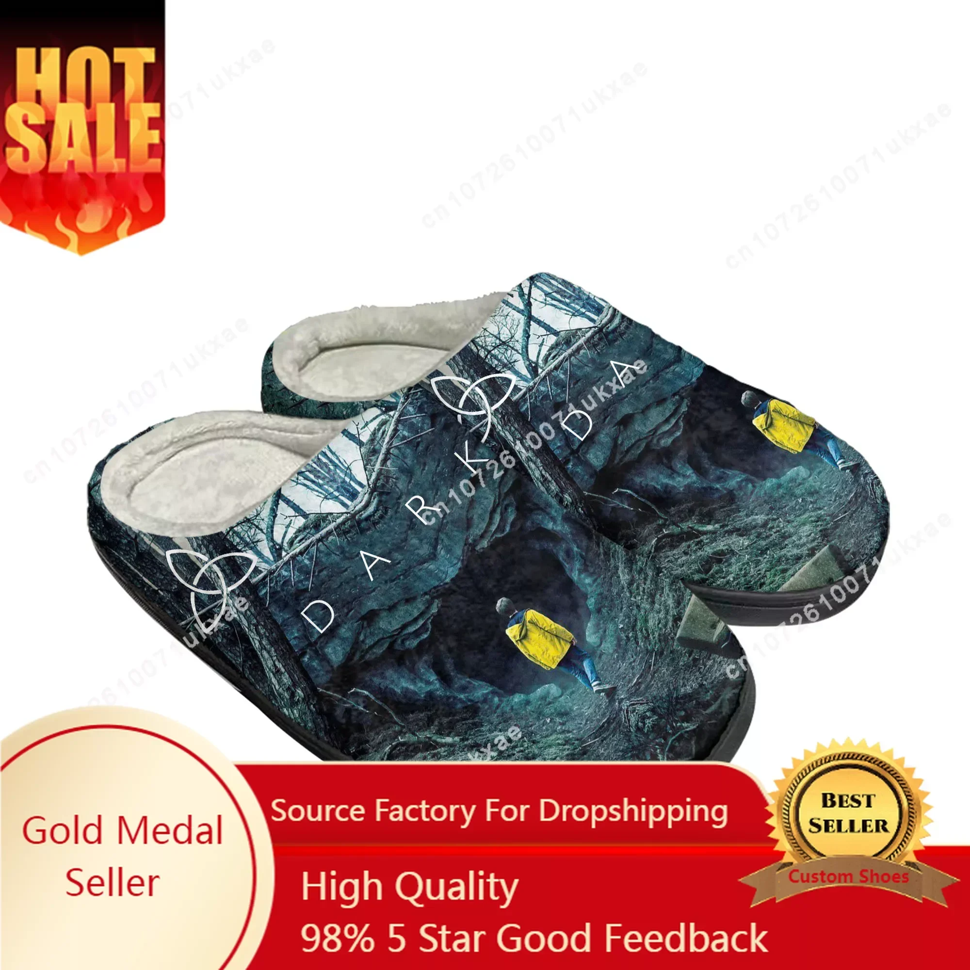 Dark TV series Home Cotton Slippers Mens Womens Beginning End Plush Bedroom Casual Keep Warm Shoes Thermal Slipper Custom Shoe