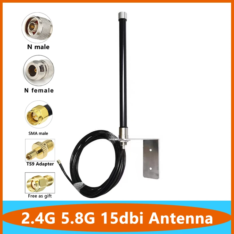 Outdoor Omni WiFi Fiberglass AP Antenna, Waterproof, Dual Band, Helium Hotspot Miner, IP67, 2.4G, 5G, 5.8G15dbi, SMA TS9