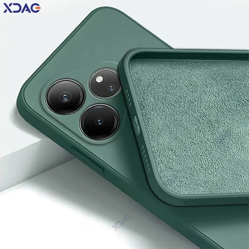 Luxury Square Liquid Silicone Back Cover with Double Liner - Soft and Stylish Premium Phone Case