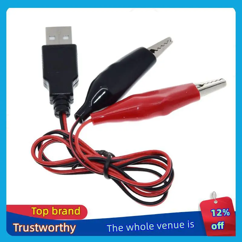 TZT 1/3 Stück Krokodilklemmen zum USB-Stecker Stromversorgungsadapterkabel 58cm Kabel Rot und Schwarz