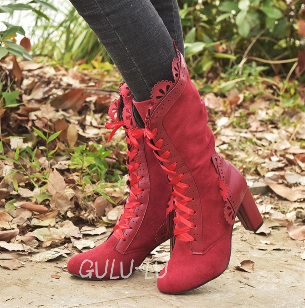 Medieval High Heel Boots Women Steampunk Women Sexy Leather Suede