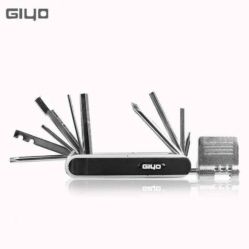 GIYO 12-in-1-Multitool-Fahrrad, tragbar, Sechskant-Speichen-Inbusschlüssel, Schraubendreher, Reifenheber, Werkzeug-Set, Fahrrad-Reparatur-Werkzeuge, Multitool – Detail 4