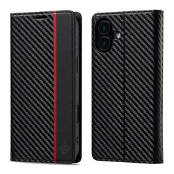 Carbon Fiber Magnetic Flip Case | Soft Leather for Poco X6 Pro (T1)