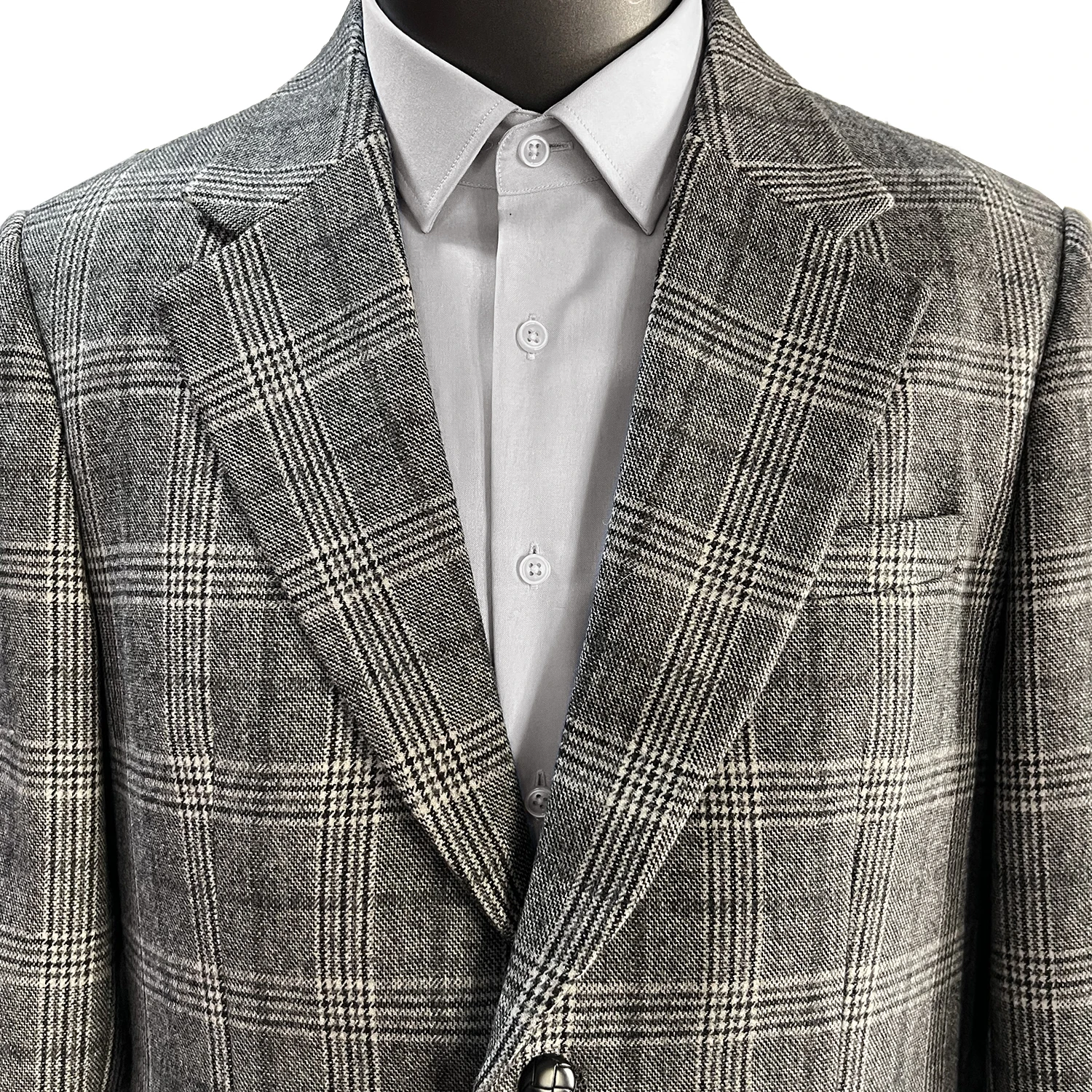 2026 Fashion Stylish Grey Glen Check Tweed Jacket Men Tailor Made Causal Man Blazer Slim Tweed Men Suit Jacket For Men Glen Paid