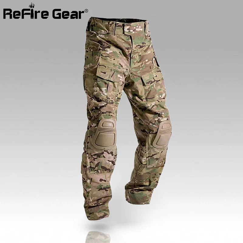 

Multicam Camouflage Militar Tactical Pants Army Military Uniform Trouser ACU Airsoft Paintball Combat Cargo Pants With Knee Pads