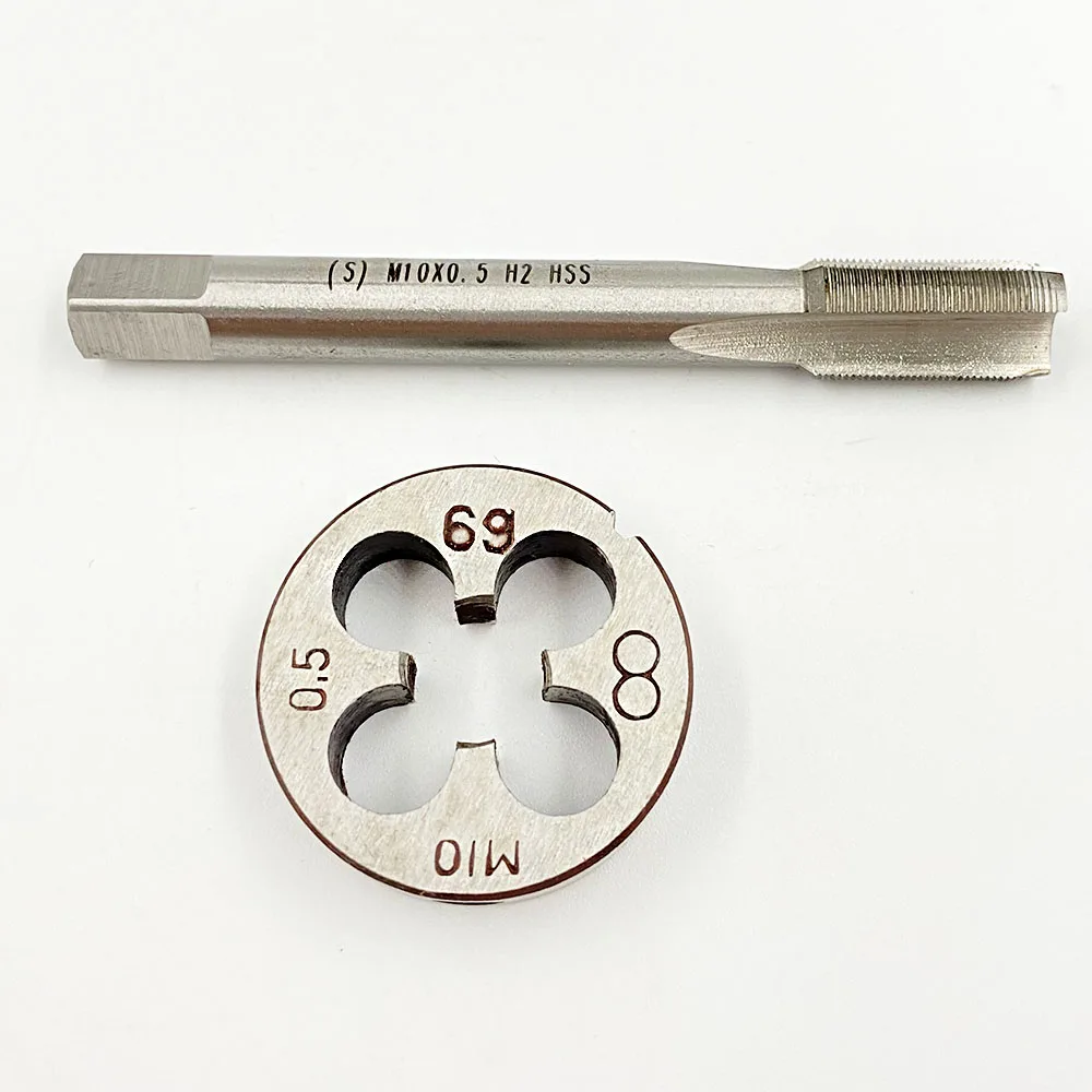 

M10 HSS Right Hand tap Round die M10x0.5 Metric Fine thread dies plug Screw taps suit M10X0.5 Machine Thread Tap Round Die