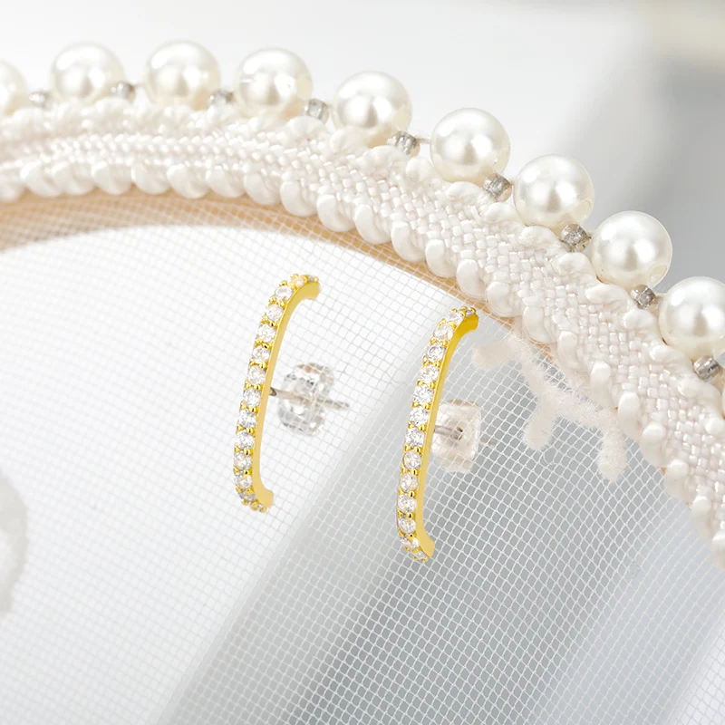 Zircon Minimalis Earrings Gold Color Stainless Steel