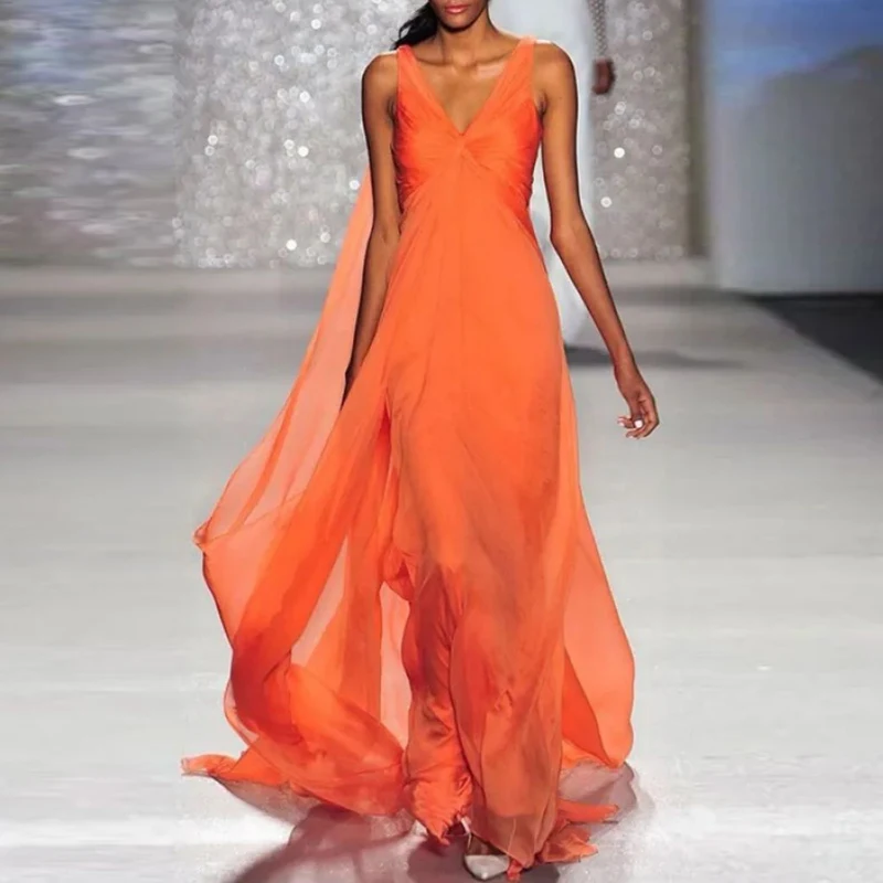 

Модное женское платье макси без рукавов с V-образным вырезом, сексуальное облегающее платье с асимметричной талией, женское платье, шикарное однотонное летнее вечернее платье для вечеринки