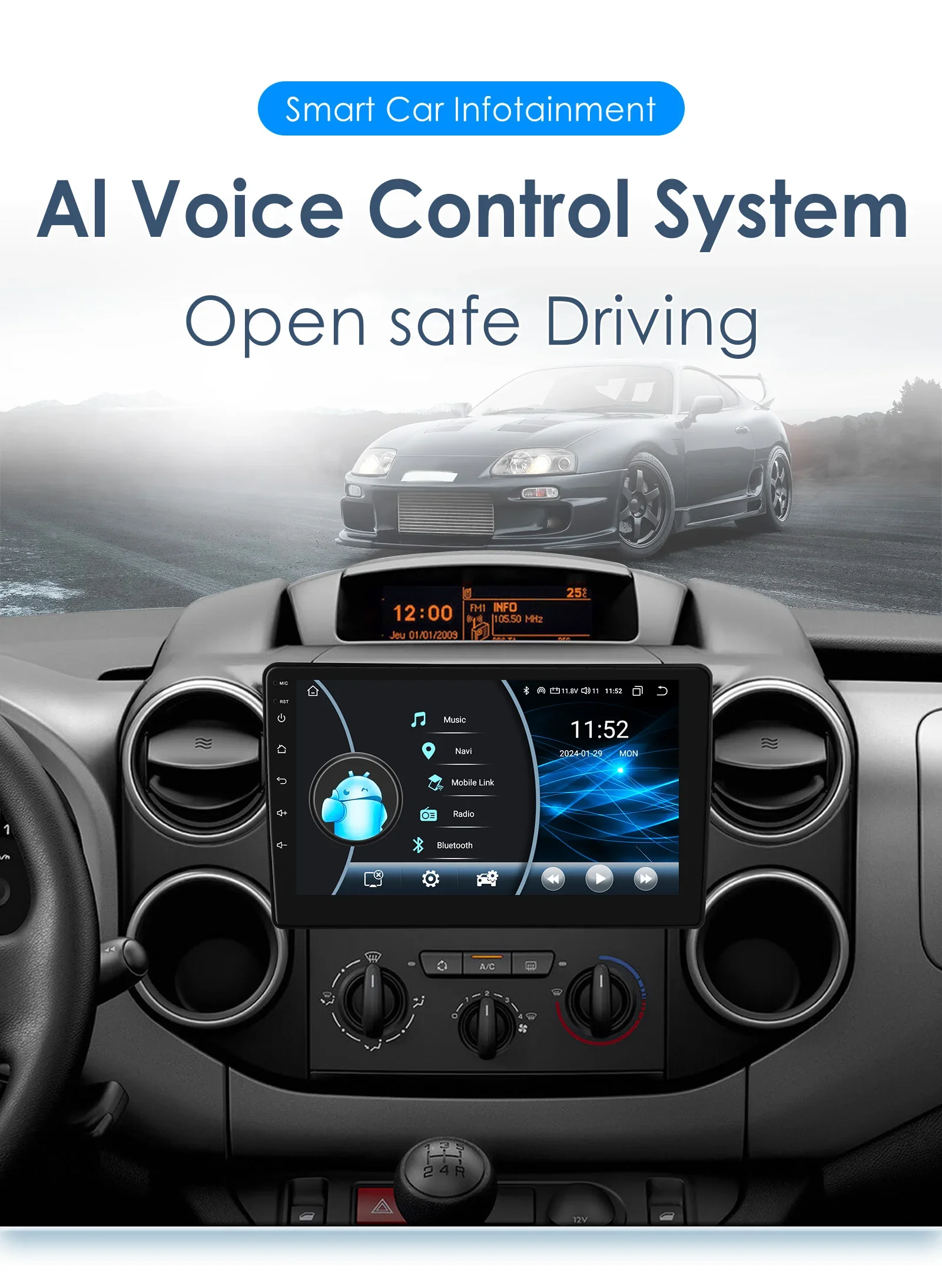 9" Hizpo Android13 Autoradio für Citroen Berlingo B9 Peugeot Partner 2008 - 2019 Auto Stereo RDS DSP GPS CarPlay UI8581 System – Detail 2