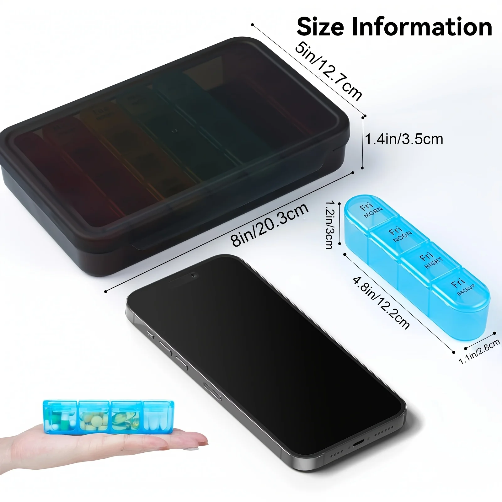 Weekly Pill Organizer with Removable Daily Containers - 4-Times-a-Day Compartments, Ideal
