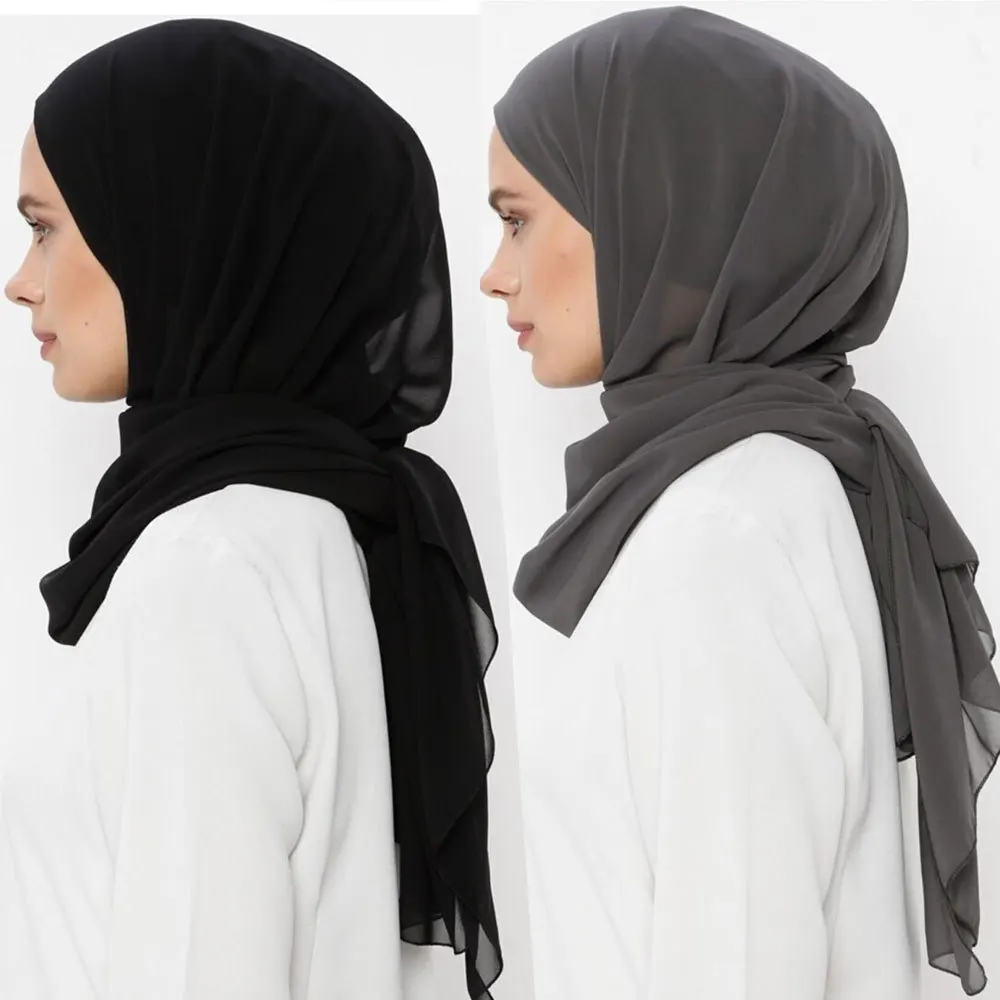 

Muslim Women Chiffon Hijab With Cap Bonnet Instant Chiffon Hijab Women Fashion Headwrap Shawls Turban Hijab for Women