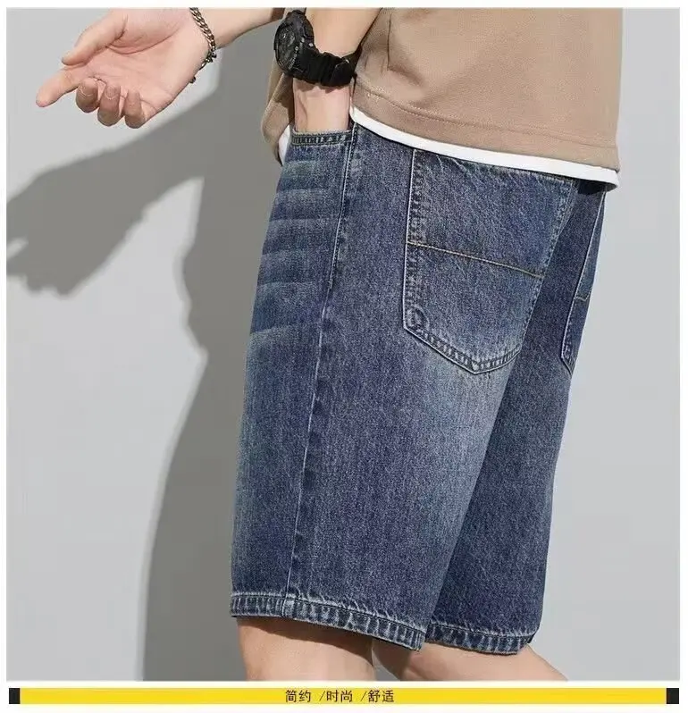 Herren Sommer Casual Denim-Shorts Lose Gerade Knielange Gewaschene Leichte Atmungsaktive Outdoor-Shorts für den Alltag – Detail 14